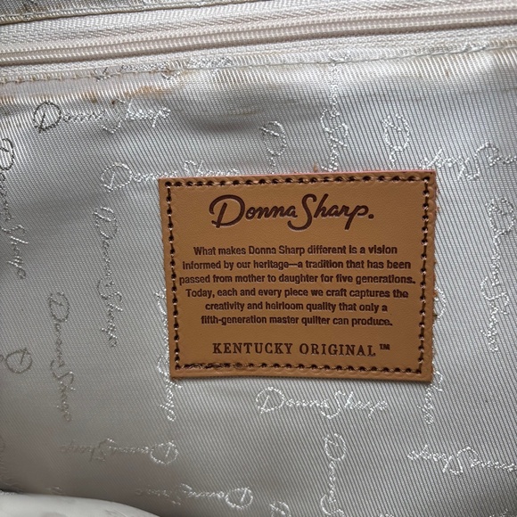 DONNA SHARP “Katie” Cloth Floral Design Handbag w/Brown Trim - Picture 4 of 7